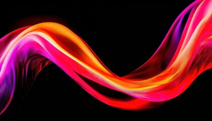 vibrant neon wave abstract with flowing pink orange and red light ribbons on black background ideal for modern wallpaper or digital banner