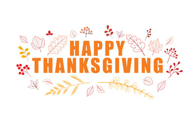 Happy Thanksgiving banner. Thanksgiving celebration lettering background, autumn season. Vector illustration