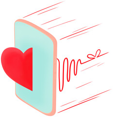 red heart on screen phone