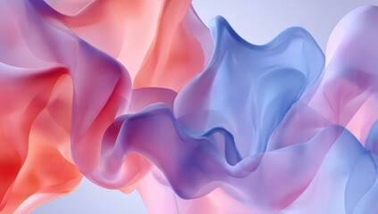 Obraz premium Abstract flowing fabric in soft pink, orange, and blue hues