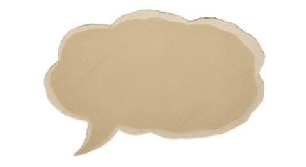Brown paper bubble. Blank brown cut out cardboard paper speech bubble. Png transparency