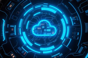 青いクラウドコンピューティングの技術的な回路図