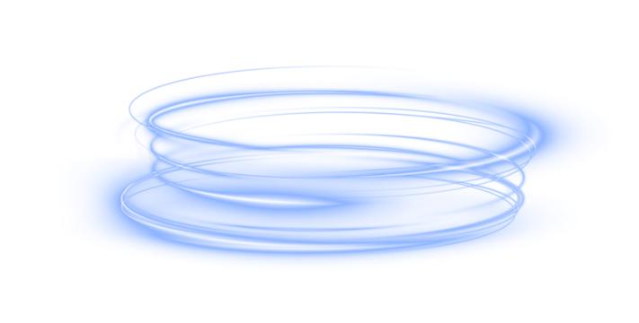 Abstract blue circular light trails create a dynamic overlay effect, showcasing motion and fluidity, ideal for design projects needing vibrant visual elements and creative backgrounds
