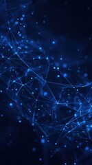 Blue technology background with network connections and digital data connection, web banner design for tech online site or social media promotion of product service on the dark blue background