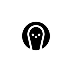 Spooky Minimalism Ghostly Figure in a Circle Vector