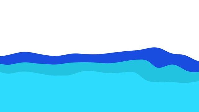 A simple, flat animation of blue ocean waves. This seamless loop is a perfect minimalist background for summer or travel concepts, with clean copy space at the top.