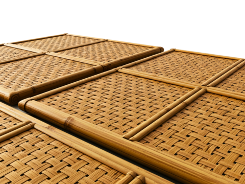 Traditional asian style woven bamboo matting for interior design on a transparent background