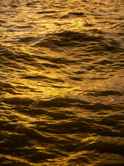 Golden Ocean Water Waves Surface Reflection at Sunset - Abstract Shimmering Sea Texture Background Pattern