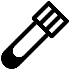 Test tube. Outlined stroke vector icon with black-filled details.