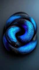 Serpent with glowing blue scales coiled in shadows phone wallpaper