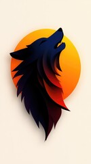 Shadowy wolf howling at a glowing blue moon phone wallpaper