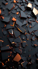 Sharp metallic shards floating in black space phone wallpaper