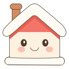 Cute little house with roof isolated on white background