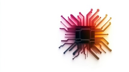 Tech startup logo with futuristic circuit board design on a perfectly white background