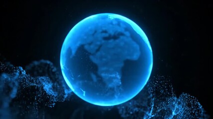 Futuristic Blue Earth Globe with Digital Data Connections and Global Network Flow - Powered by Adobe