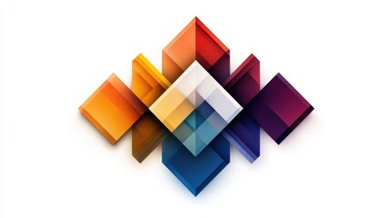 Unique geometric logo with artistic abstract shapes on a perfectly white background