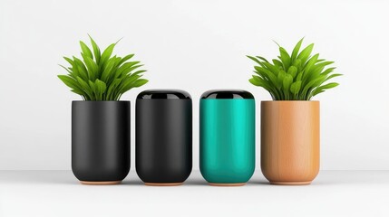 Voice commerce marketing strategy using smart home devices on a perfectly white background