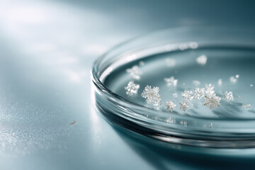 captivating composition featuring minimalist snowflakes enclosed in perfect circle