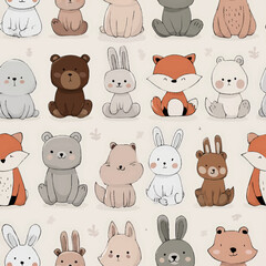 Obraz premium Cute Animal Cartoon Print for Children