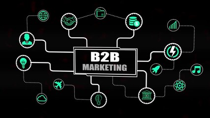B2 B Marketplace Network Diagram with Business and Technology Icons business to business - Powered by Adobe