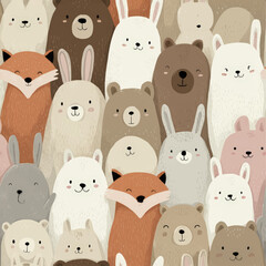 Seamless Baby Animal Cartoon Print