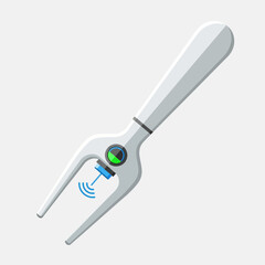 Illustration of a futuristic fork with sensor and digital display.