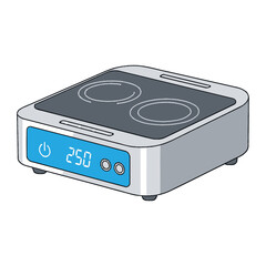 Obraz premium Illustration of a portable induction cooktop with digital display.