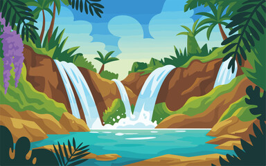 Tropical Waterfall Paradise A Serene Oasis of Nature's Beauty