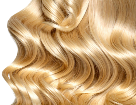 Side View of Blonde Wig with Loose Bouncy Curls, Isolated