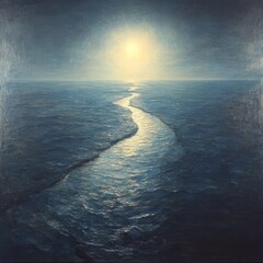 Vast river, luminous sun, tranquil scene