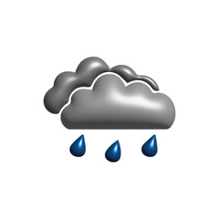 Rainy Weather Icon Gray Clouds and Blue Raindrops Vector Illustration