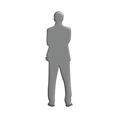 Standing Man Silhouette A Formal Business Person, Isolated on White, Representing Authority & Power