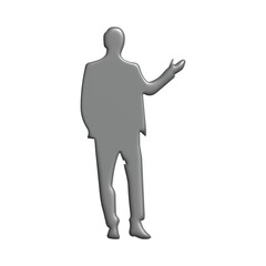 Silhouette of a man gesturing with his arm, a simple depiction for business or presentation themes