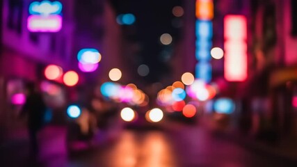 Blurred City Lights at Night - A Vibrant Urban Scene. - Powered by Adobe