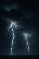 lightning in the night and storm