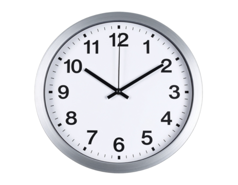A classic analog clock face, a concept of time.
