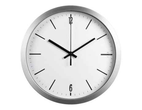 A classic analog clock face, a concept of time.