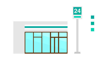 コンビニ・コンビニエンスストア　ベクターイラスト素材　ベクター／透過PNG／JPEG白背景