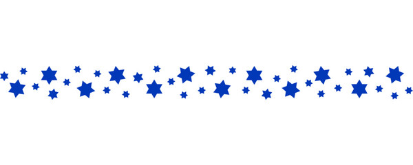Blue stars seamless border pattern, isolated on a transparent background. Seamless horizontal border of various blue stars. Perfect for festive decorations, graphic design projects, and holiday themes
