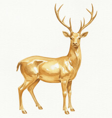 Gilded Stag Golden Deer Statue isolated watercolor vector illustration svg
