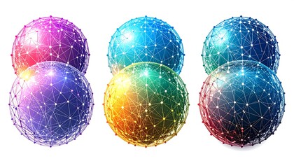 Abstract spheres with glowing connections
