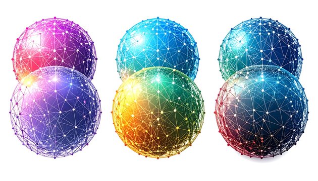 Abstract spheres with glowing connections
