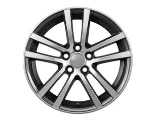 Obraz premium Shiny Car Rim, Front View, Isolated on Transparent Background