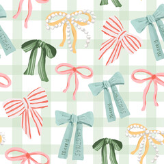 Christmas bow seamless pattern festive ribbon design