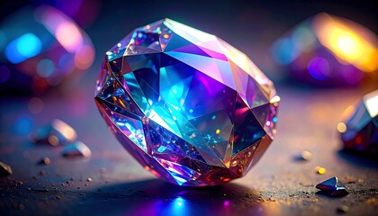 Iridescent gemstone, facets gleaming, vibrant hues