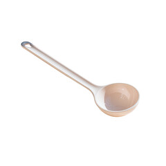 Off-white, long-handled soup ladle