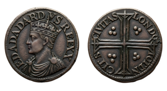 An old silver penny of edward the confessor, a medieval english king, isolated on transparent background a historical artifact and numismatic collectible