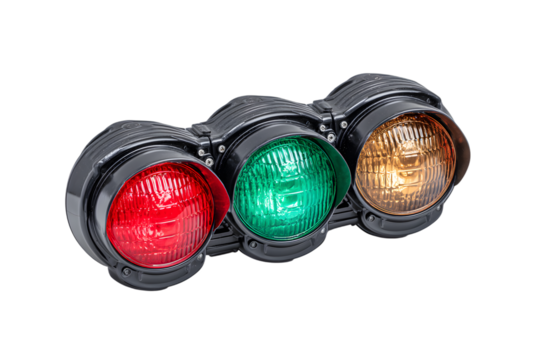 Isolated Red Green and Yellow Traffic Signal Regulation Transportation Light Object. Ai Generated Images