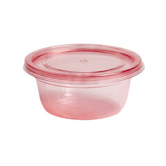 Pink plastic food storage bowl with lid