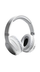 Sleek, white over-ear headphones with padded earcups and a comfortable headband, angled slightly to the left